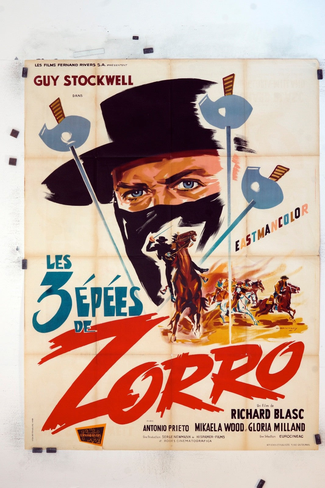LES 3 ÉPÉES DE ZORRO GUY STOCKWELL MOVIE POSTER ORIGINAL 120x160