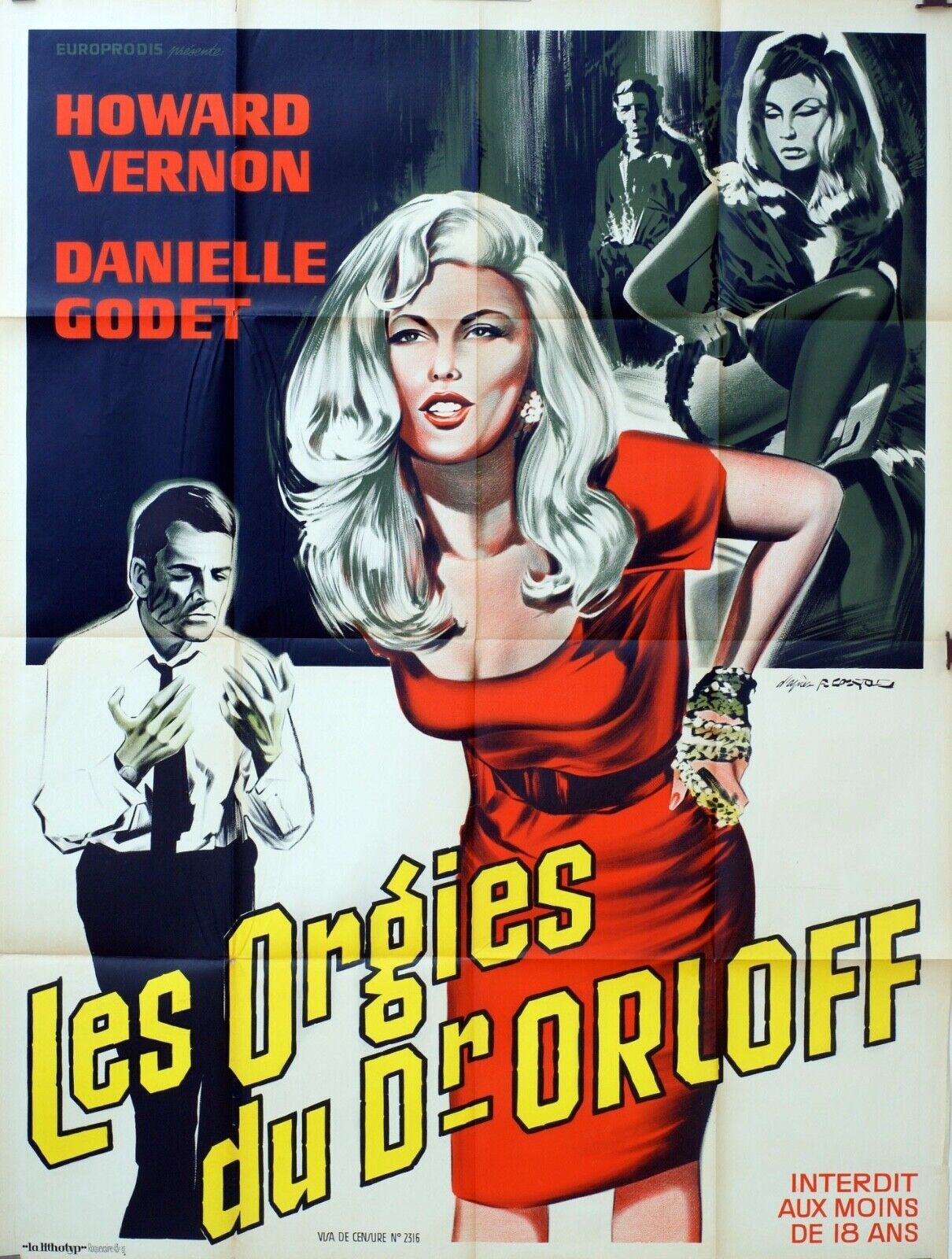 LES ORGIES DU DR ORLOFF POSTER ORIGINAL120x160 HOWARD VERNON