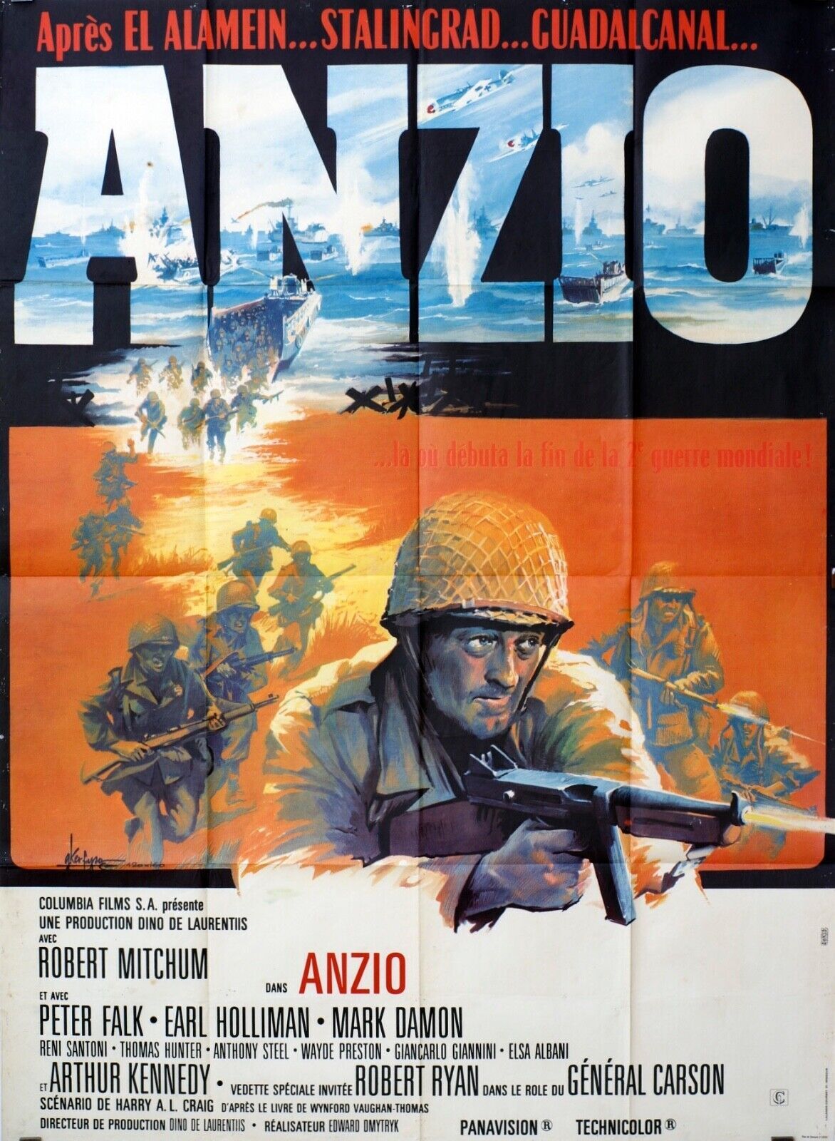 ANZIO MOVIE POSTER ORIGINAL 120x160 ROBERT MITCHUM