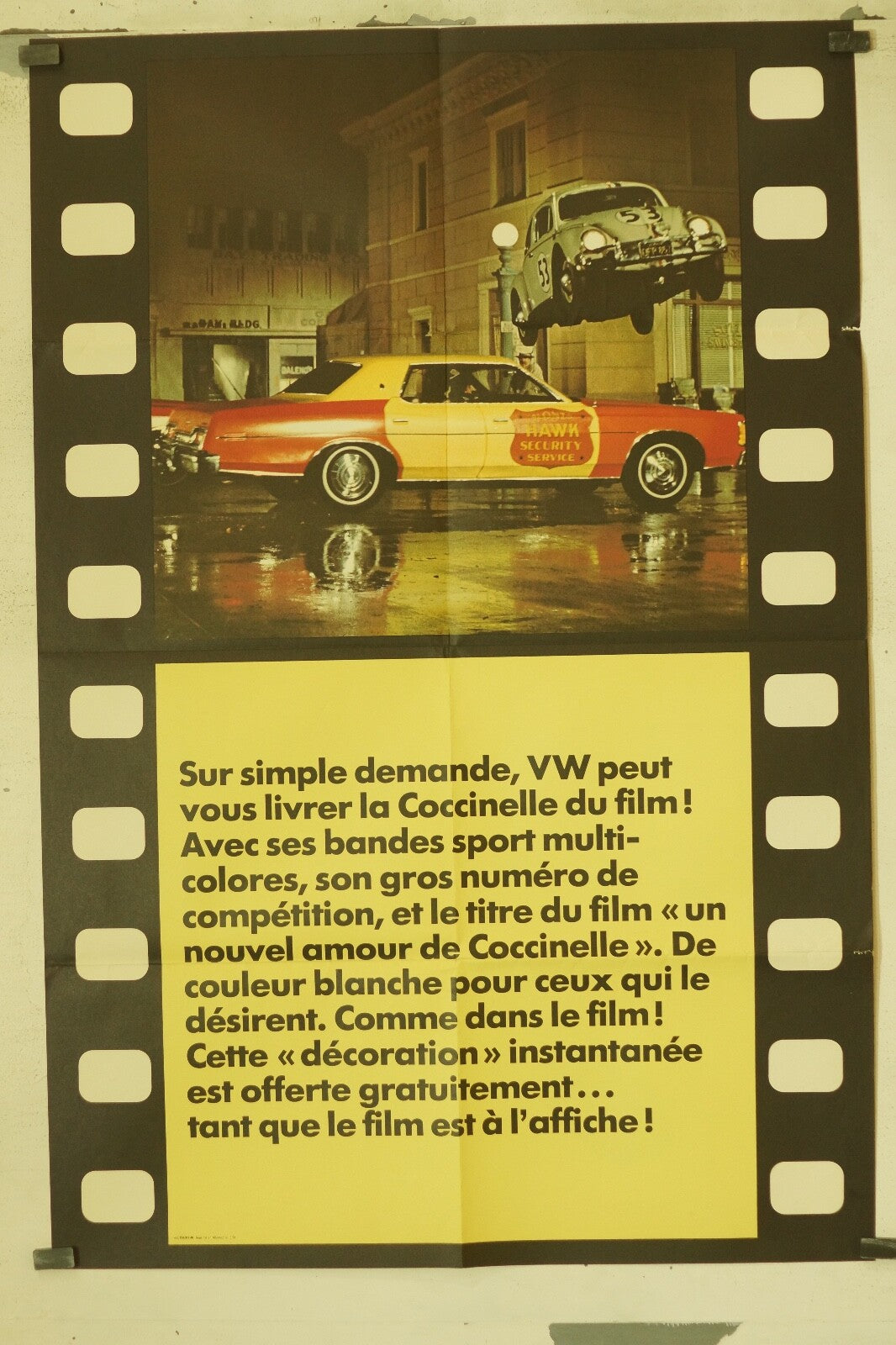 LE RETOUR COCCINELLE film Disney LOVE BUG (70X100), 1960 ORIGINAL MOVIE POSTER