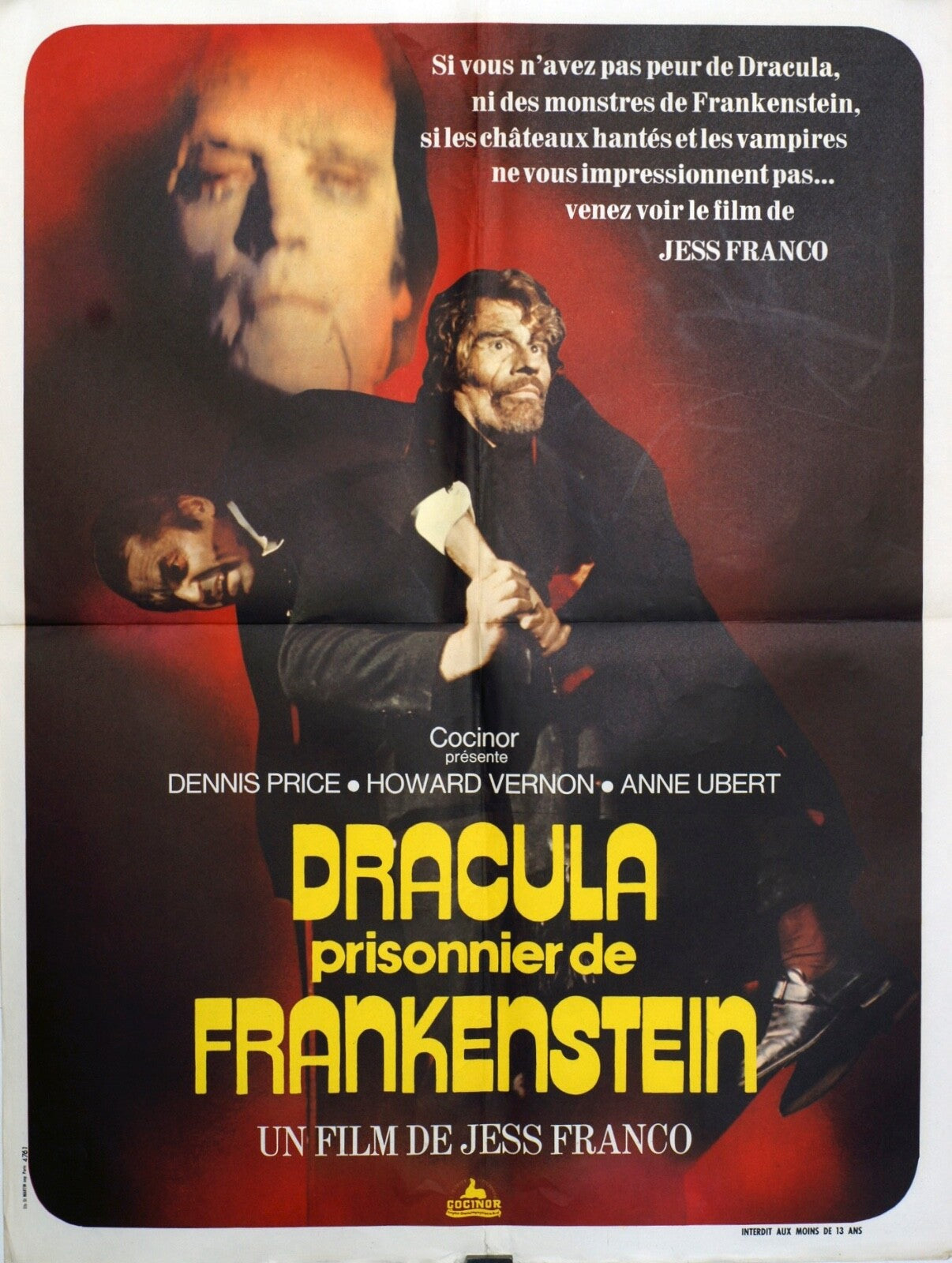 DRACULA PRISONNIER DE FRANKENSTEIN (French Version) ORIGINAL 60x80 Jesus Franco