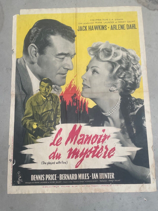 LE MANOIR DU MYSTÈRE MOVIE POSTER ORIGINAL 60x80 JACK HAWKINS