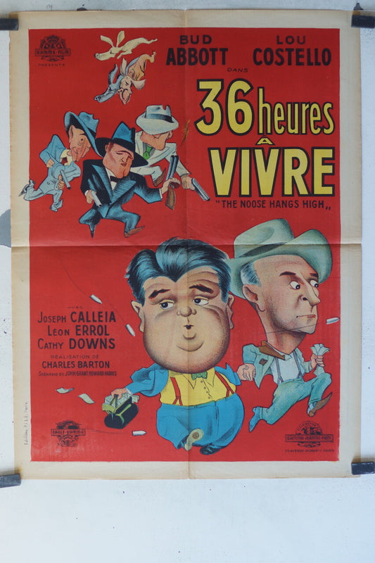 36 HEURES A VIVRE MOVIE POSTER ORIGINAL (60X80) Bud Abbott , Lou Costello
