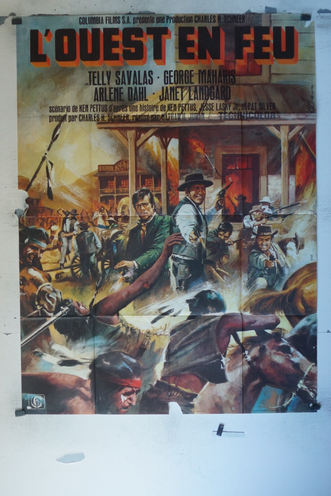 L’OUEST EN FEU MOVIE POSTER ORIGINAL 120x160 TELLY SAVALAS – GEORGE MAHARIS