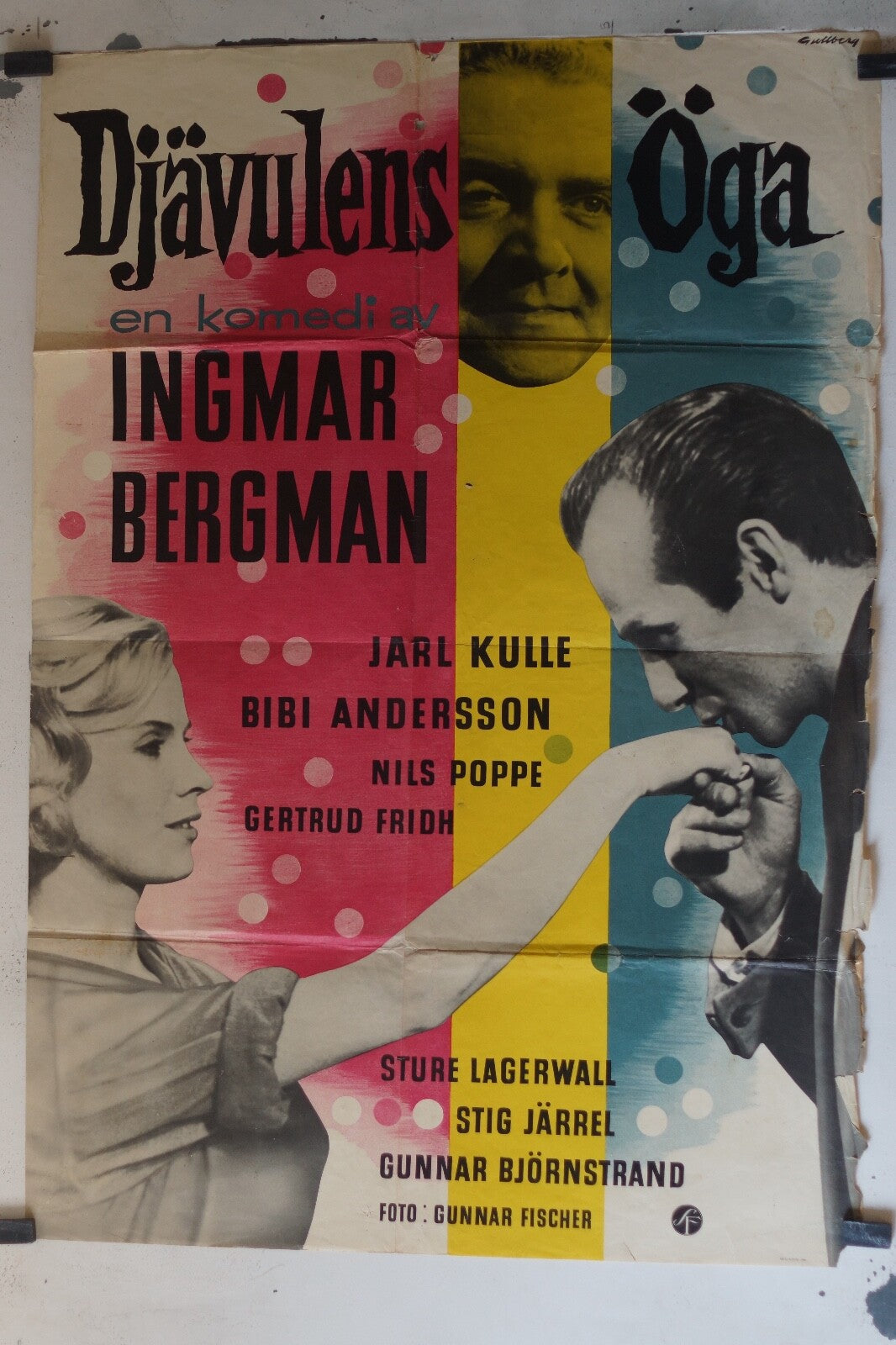 DEVIL'S EYE DJAVULENS OGA 70x100 ORIGINAL MOVIE POSTER INGMAR BERGMAN, JARL KULL