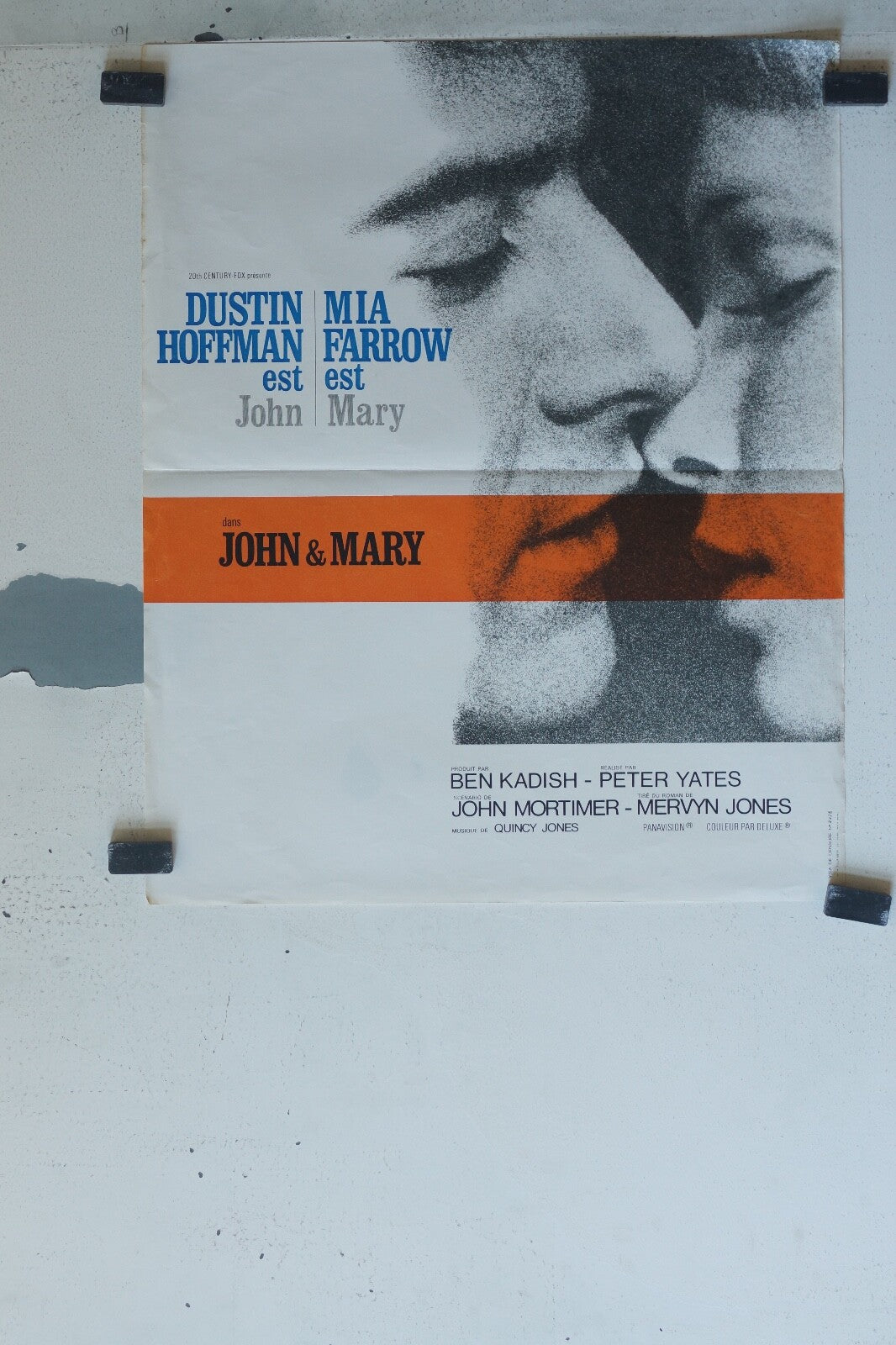 JOHN & MARY MOVIE POSTER ORIGINAL 54x44 Dustin Hoffman , Mia Farrow 