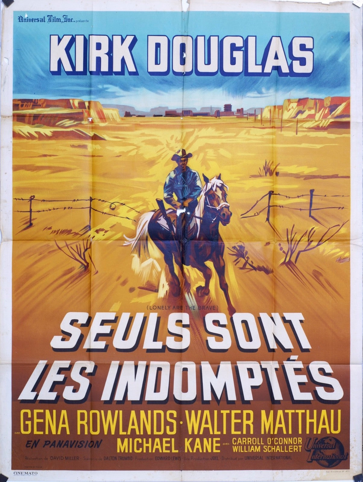 SEULS SONT LES INDOMPTÉS KIRK DOUGLAS MOVIE POSTER ORIGINAL 120x160