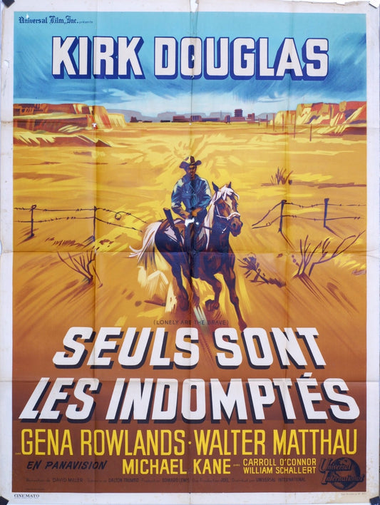 SEULS SONT LES INDOMPTÉS KIRK DOUGLAS MOVIE POSTER ORIGINAL 120x160