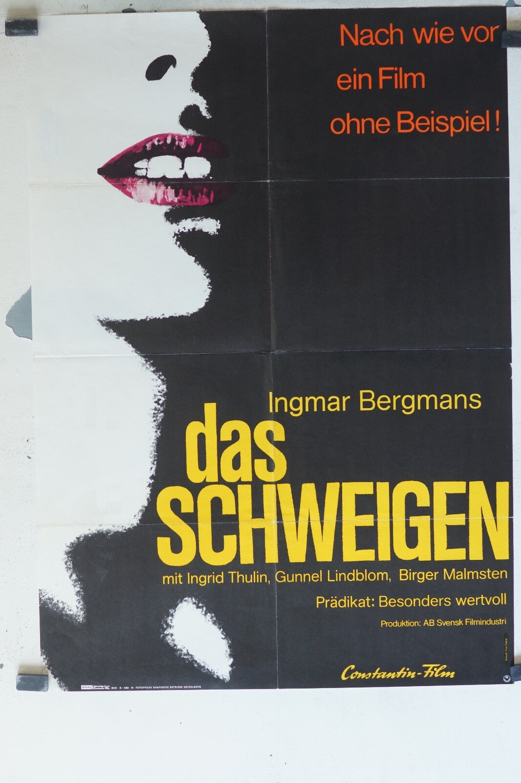 DAS SCHWEIGEN MOVIE POSTER ORIGINAL (60X80) Gunnel Lindblom , Birger Malmsten