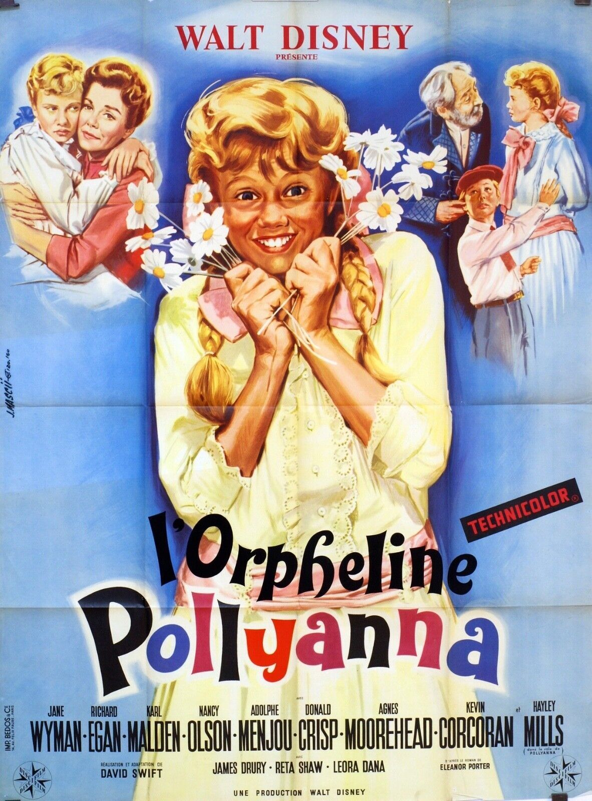 L’ORPHELINE POLLYANNA MOVIE POSTER ORIGINAL 120x160  WALT DISNEY