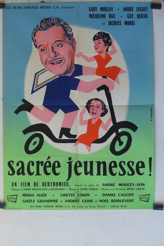 SACREE JEUNESSE POSTER ORIGINAL 60x80 Gaby Morlay , André Luguet 