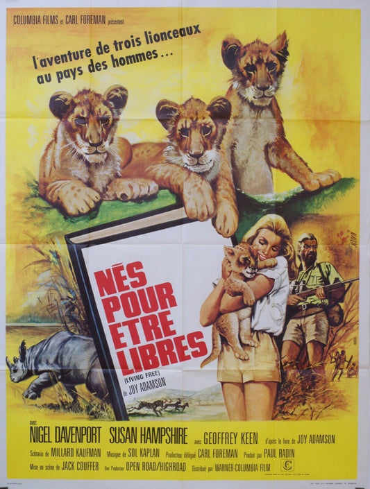 NÉS POUR ÊTRE LIBRES POSTER ORIGINAL 120x160 NIGEL DAVENPORT