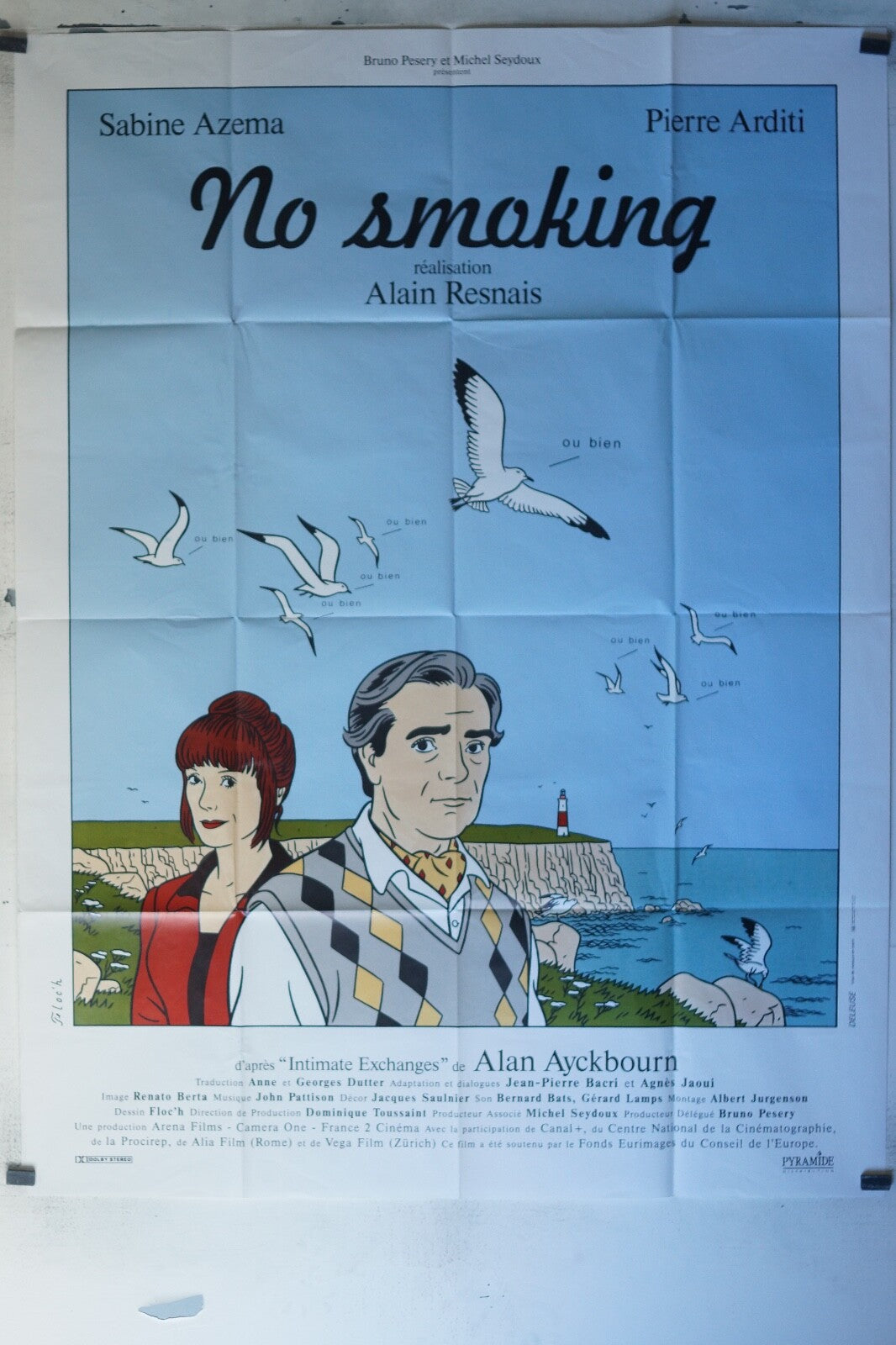 NO SMOKING ORIGINAL MOVIE POSTER 120x160 Sabine Azéma , Pierre Arditi