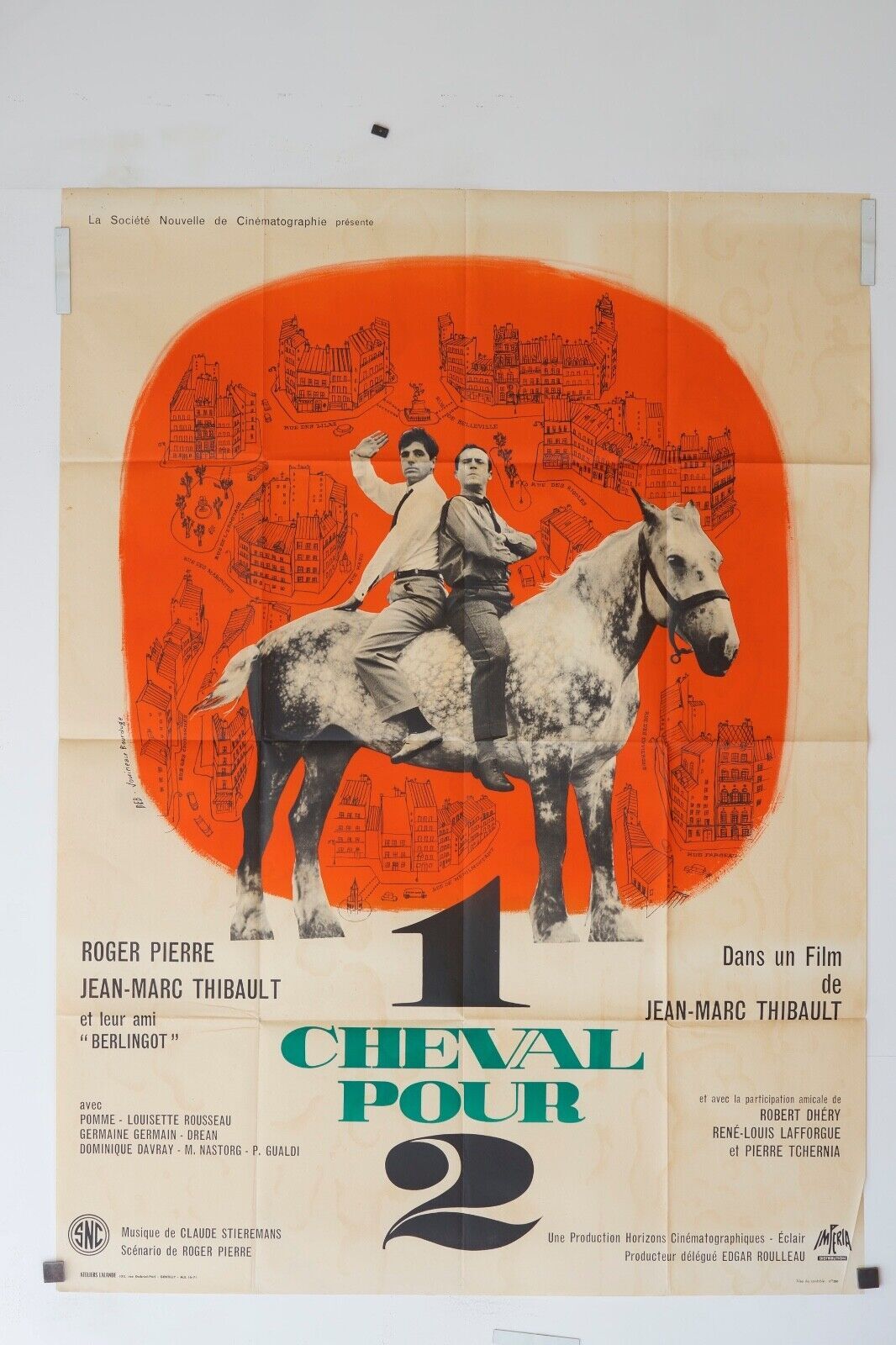 1 CHEVAL POUR 2 MOVIE POSTER ORIGINAL 120x160 ROGER PIERRE