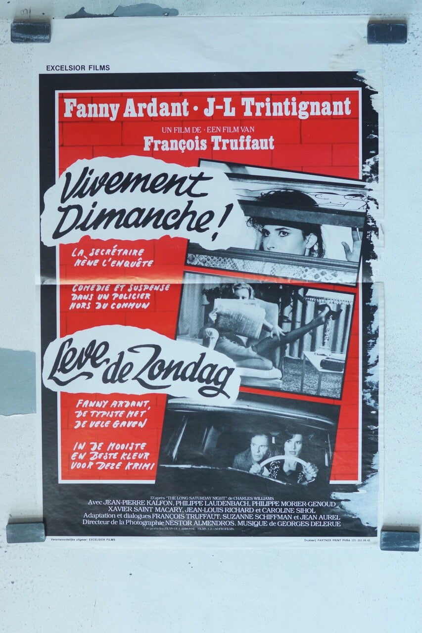 VIVEMENT DIMANCHE, belgian movie poster MOVIE POSTER ORIGINAL 40x60 FANNY ARDANT
