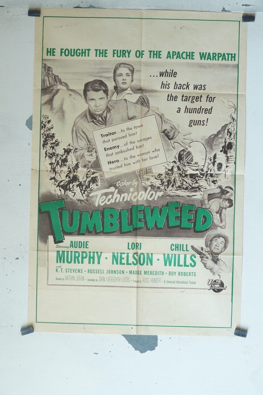 TUMBLEWEED (1953) ORIGINAL MOVIE POSTER AUDIE MURPHY – LORI NELSON