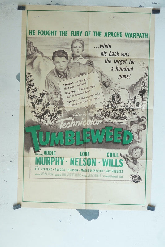 TUMBLEWEED (1953) ORIGINAL MOVIE POSTER AUDIE MURPHY – LORI NELSON