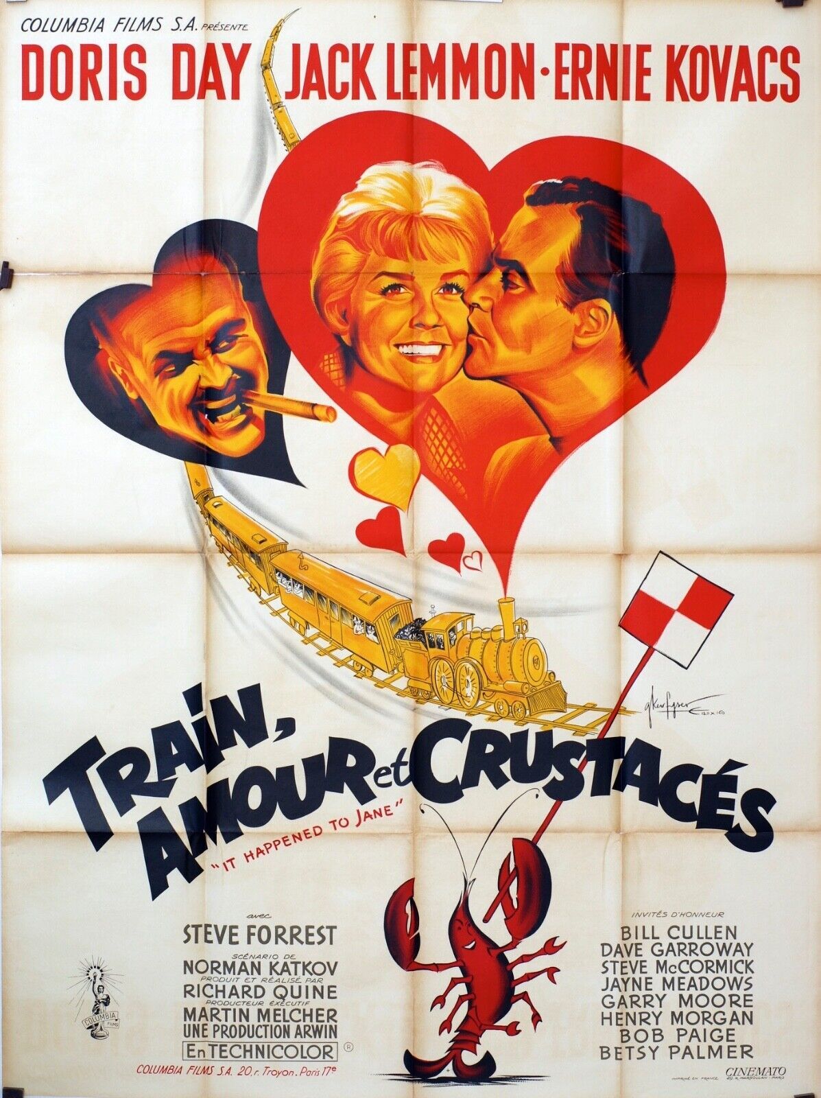 TRAIN, AMOUR ET CRUSTACÉS MOVIE POSTER ORIGINAL  (120X160) DORIS DAY