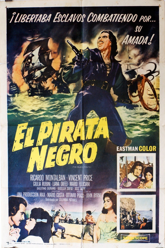 EL PIRATA NEGRO (70X100) ORIGINAL MOVIE POSTER RICARDO MONTALBAN -VINCENT PRICE