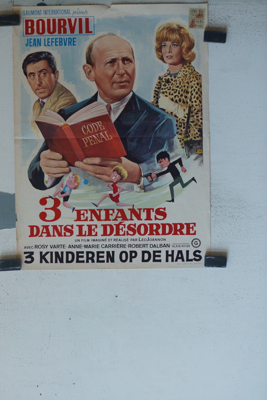 3 ENFANTS DANS LE DESORDRE MOVIE POSTER ORIGINAL 48x36 André Bourvil ,