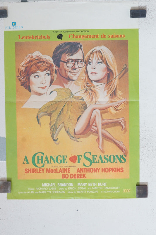 A CHANGE OF SEASONS MOVIE POSTER (Belge) ORIGINAL 30x55, Shirley MacLaine