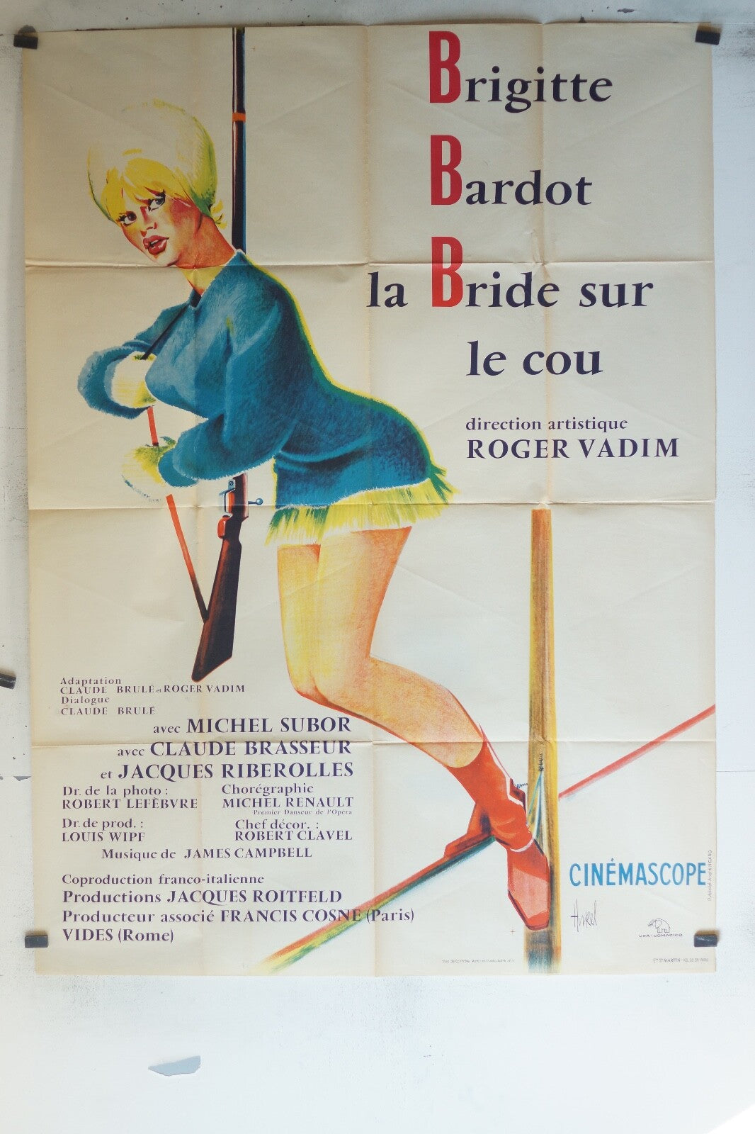  BRIDE SUR LE COU (LA) POSTER ORIGINAL120x160 Brigitte bardot , Michel Subor 
