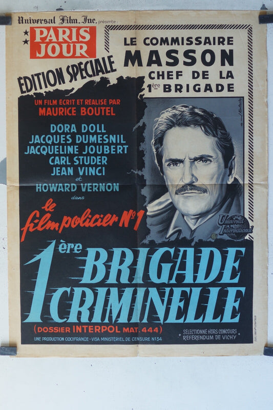 1er BRIGADE CRIMINELLE MOVIE POSTER ORIGINAL (60X80)Dora Doll , Jacques Dumesnil