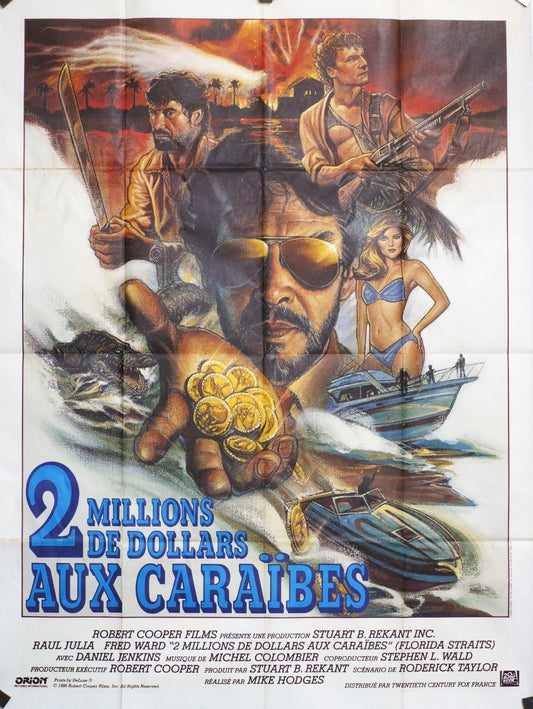 2 MILLIONS DE DOLLARS AUX CARAÏBES RAUL JULIA MOVIE POSTER ORIGINAL 120x160