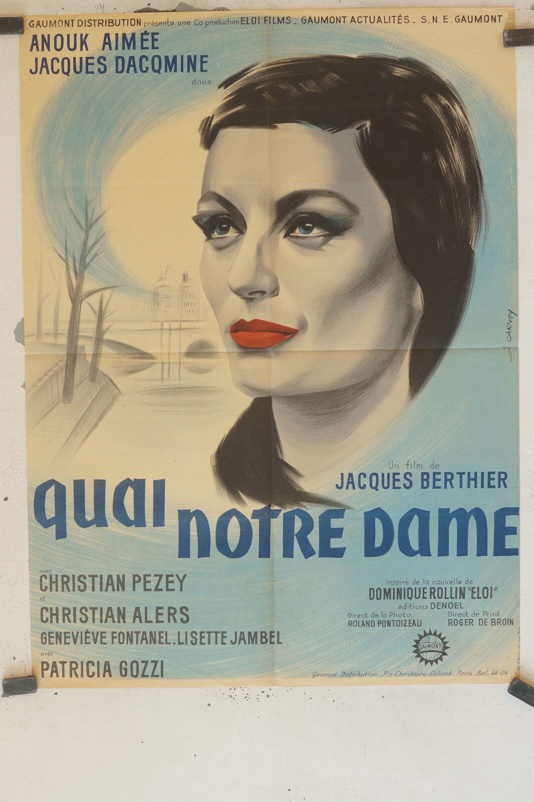 QUAI DE NOTRE DAME MOVIE POSTER ORIGINAL (60X80) ANOUK AIMÉE JACQUES DACOMINE