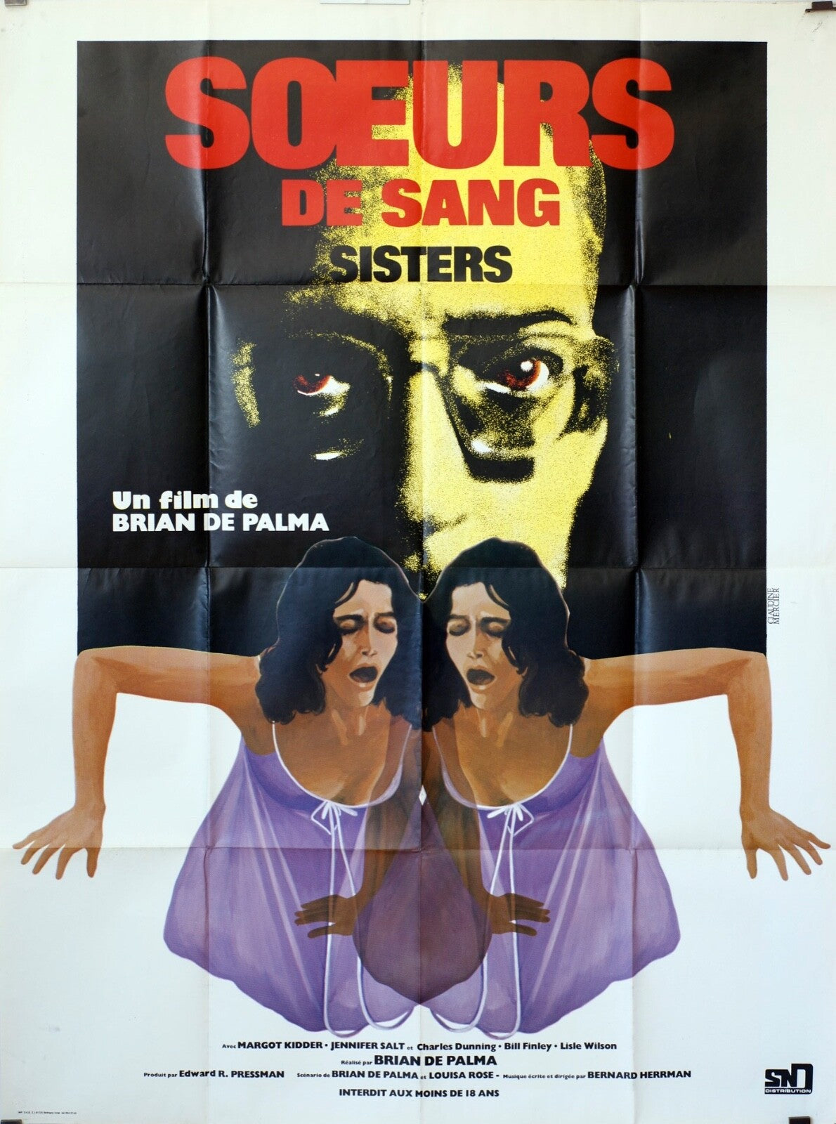 SŒURS DE SANG, 1973 MOVIE POSTER ORIGINAL 120x160 BARRY NEWMAN