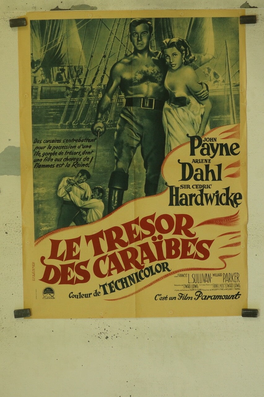 LE TRÉSOR DES CARAÏBES MOVIE POSTER ORIGINAL (60X80) JOHN PAYNE – ARLÈNE