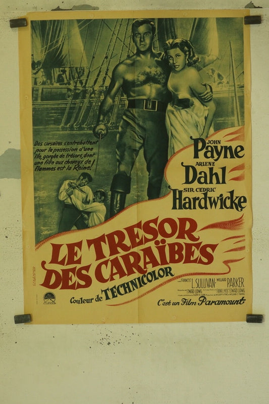 LE TRÉSOR DES CARAÏBES MOVIE POSTER ORIGINAL (60X80) JOHN PAYNE – ARLÈNE