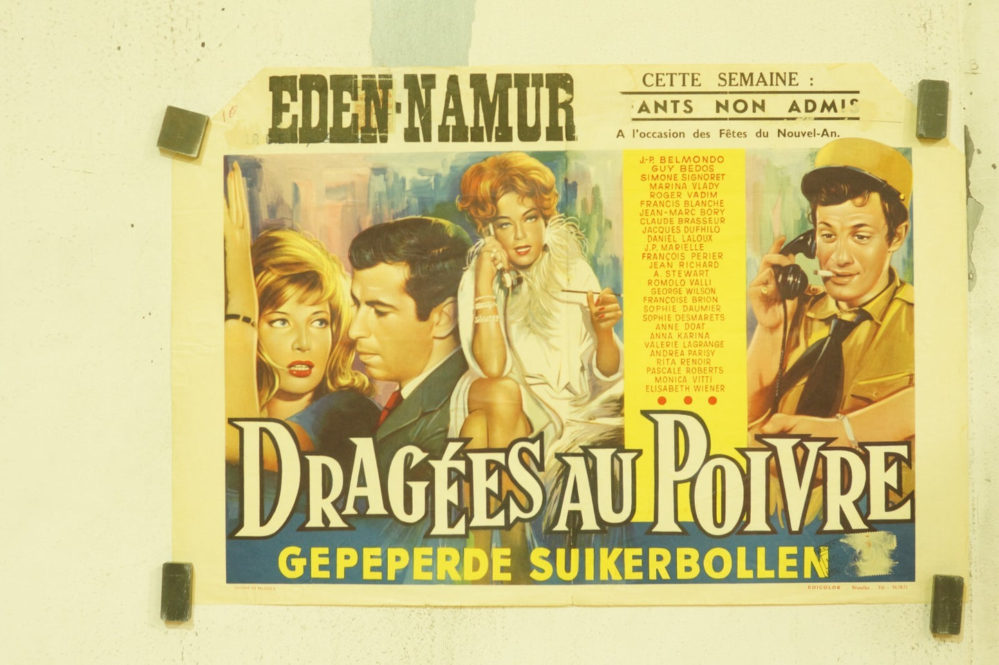 DRAGÉES AU POIVRE BELGIAN MOVIE POSTER ORIGINAL 54x36 JEAN-PAUL BELMONDO