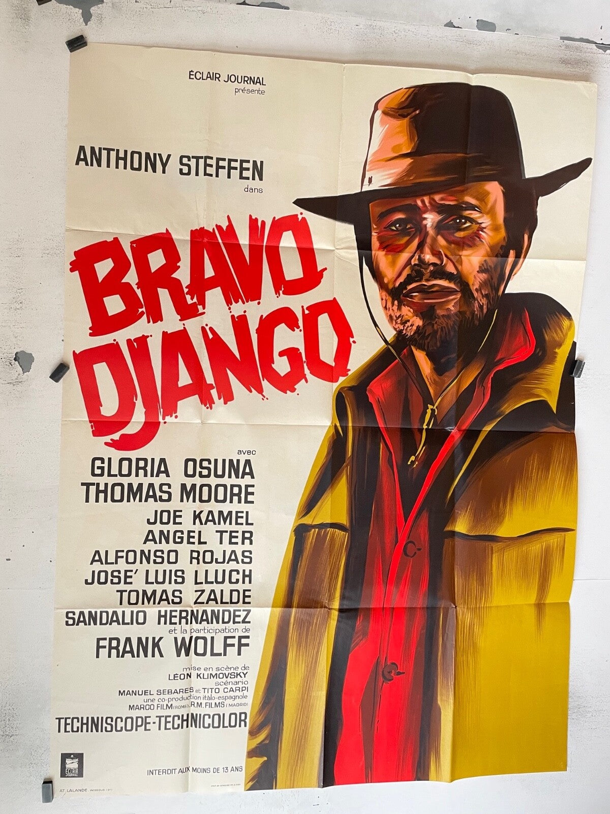 BRAVO DJANGO MOVIE POSTER ORIGINAL 120x160 ANTHONY STEFFEN – GLORIA OSUNA