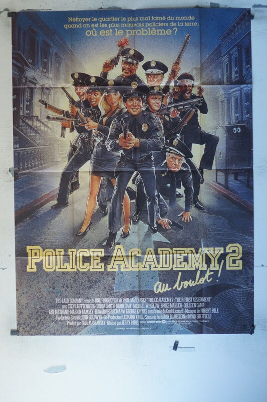 POLICE ACADEMY 2 ! AU BOULOT MOVIE POSTER ORIGINAL 120x160 STEVE GUTTENBERG