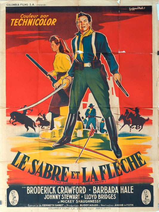 LE SABRE ET LA FLECHE BRODERICK CRAWFORD 120x160 MOVIE POSTER ORIGINAL