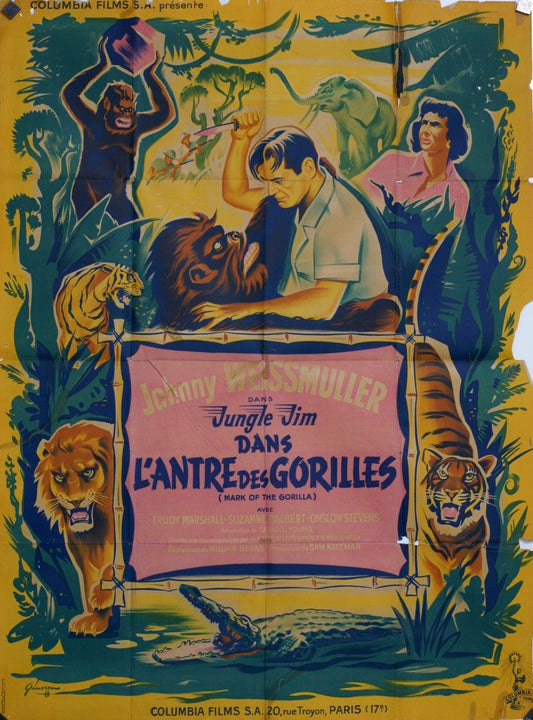 L’ANTRE DES GORILLES JOHNNY WESSMULLER MOVIE POSTER ORIGINAL 120x160