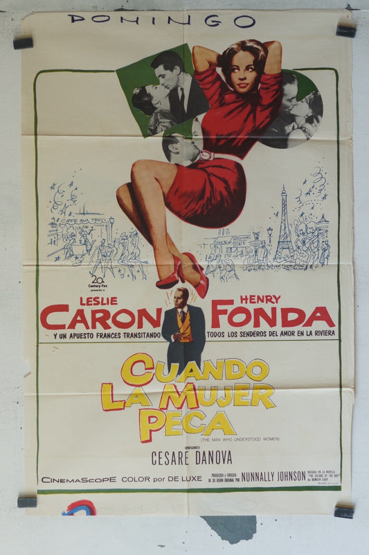 CUANDO LA MUJER PECA , 1952 ORIGINAL MOVIE POSTER70X100 LESLIE CARON, HENRY FOND