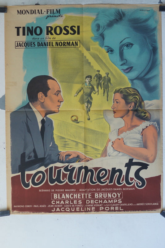 TOURMENTS POSTER ORIGINAL (60X80) Tino Rossi , Blanchette Brunoy 