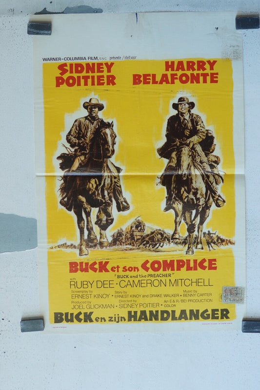 BUCK ET SON COMPLICE, MOVIE POSTER BELGIAN 36X54 SIDNEY POITIER, HARRY BELAFONTE