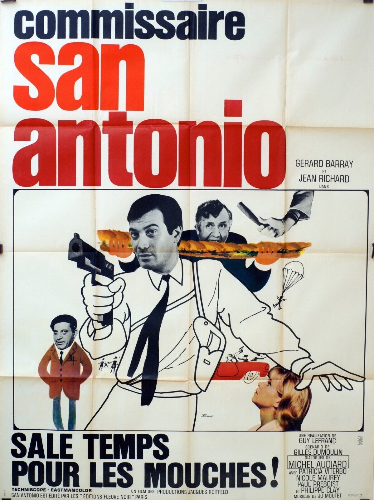 COMMISSAIRE SAN ANTONIO POSTER ORIGINAL 120x160  GERARD BARRAY