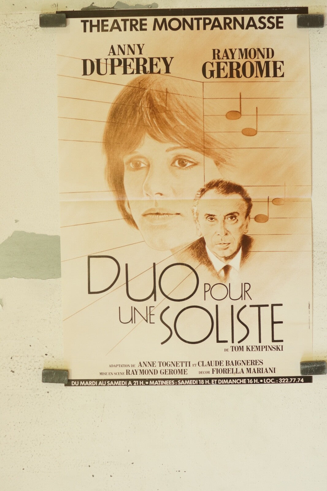 AFFICHE DE TÉÂTRE, DUO POUR UNE SOLISTE (40X60) THÉÂTRE DE MONTPARNASSE,