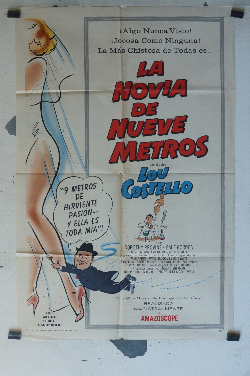  NOVIA DE NUEVE METROS (LA) MOVIE POSTER ORIGINAL 68x104 Lou Costello , Dorothy 