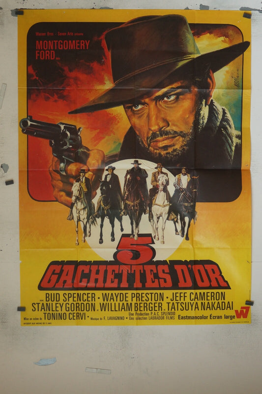 5 GACHETTES D’OR MOVIE POSTER ORIGINAL 120x160 BUD SPENCER