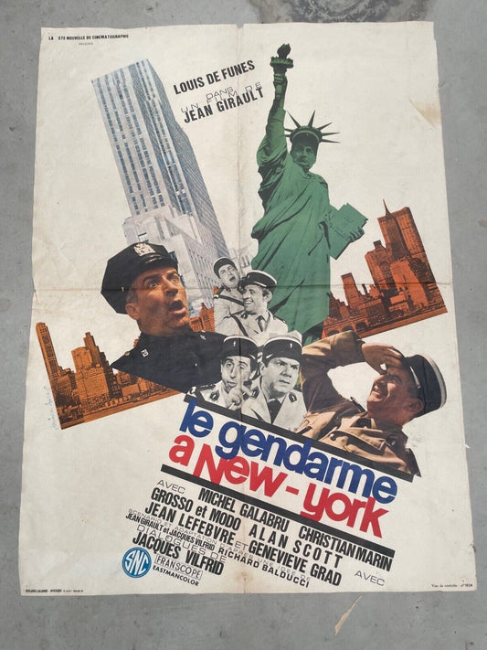 LE GENDARME A NEW YORK 40x60 ORIGINAL JERRY LEWIS