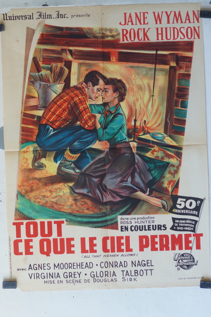 TOUT CE QUE LE CIEL PERMET POSTER ORIGINAL (60X80) Jane Wyman , Rock Hudson 