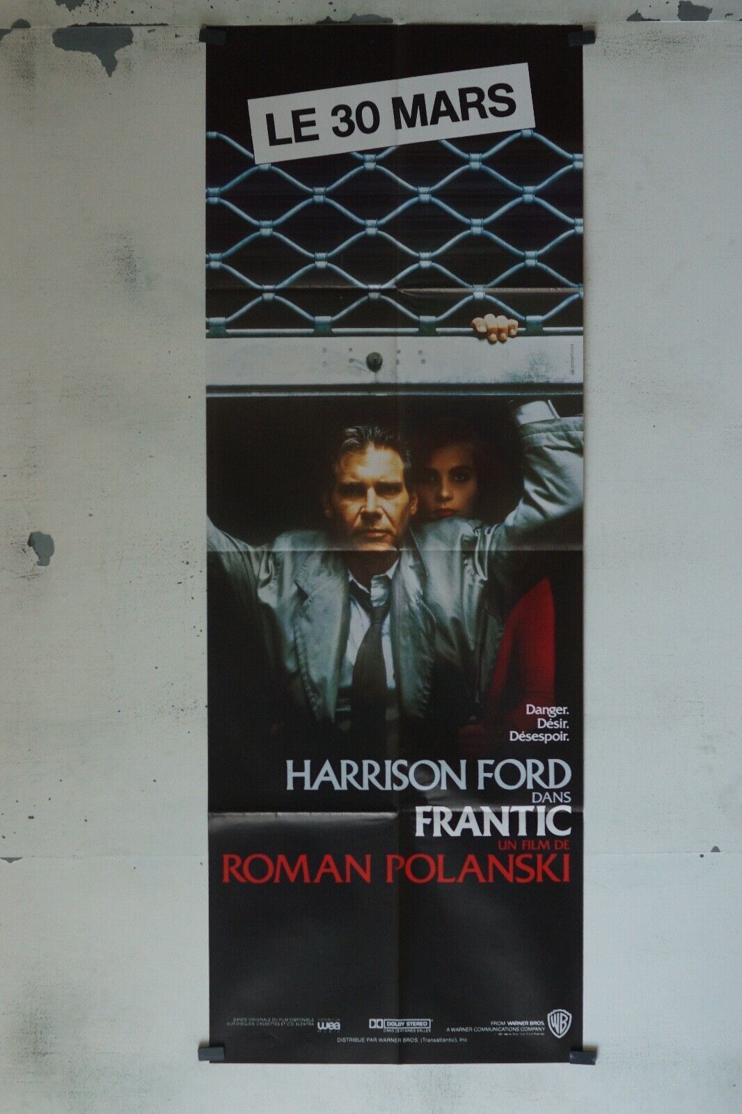FRANTIC 60x160 ORIGINAL MOVIE POSTER HARRISON FORD
