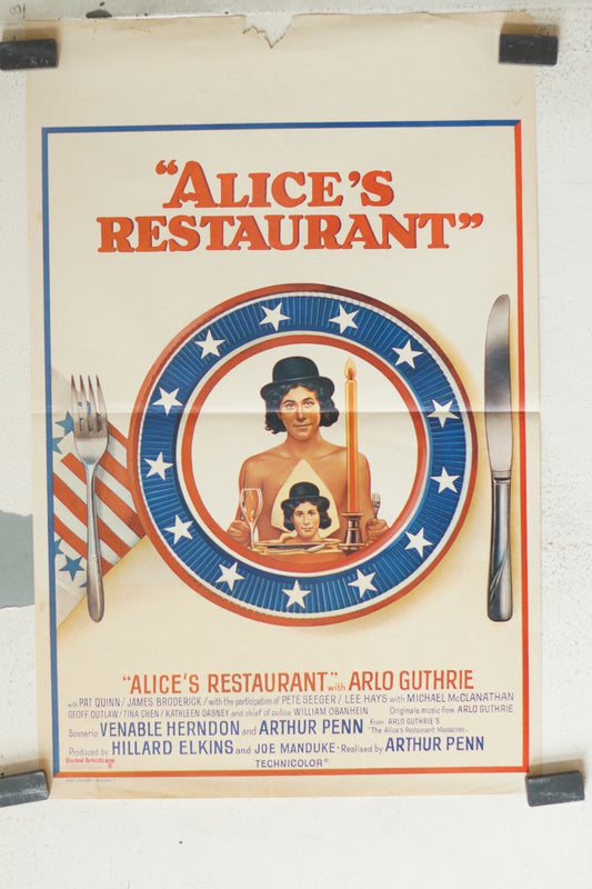 ALICE’S RESTAURANT MOVIE POSTER ORIGINAL 57x36 Arlo Guthrie , Pat Quinn 