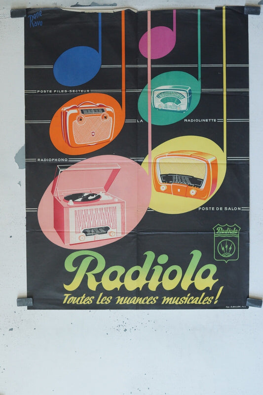 RADIOLA, ADVERTISING POSTER ORIGINAL VINTAGE (50X70)
