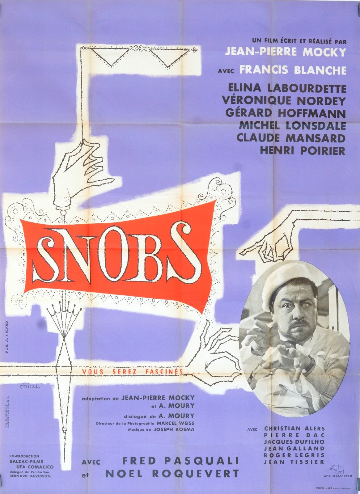 SNOBS MOVIE POSTER ORIGINAL 120x160  JEAN-PIERRE MOCKY